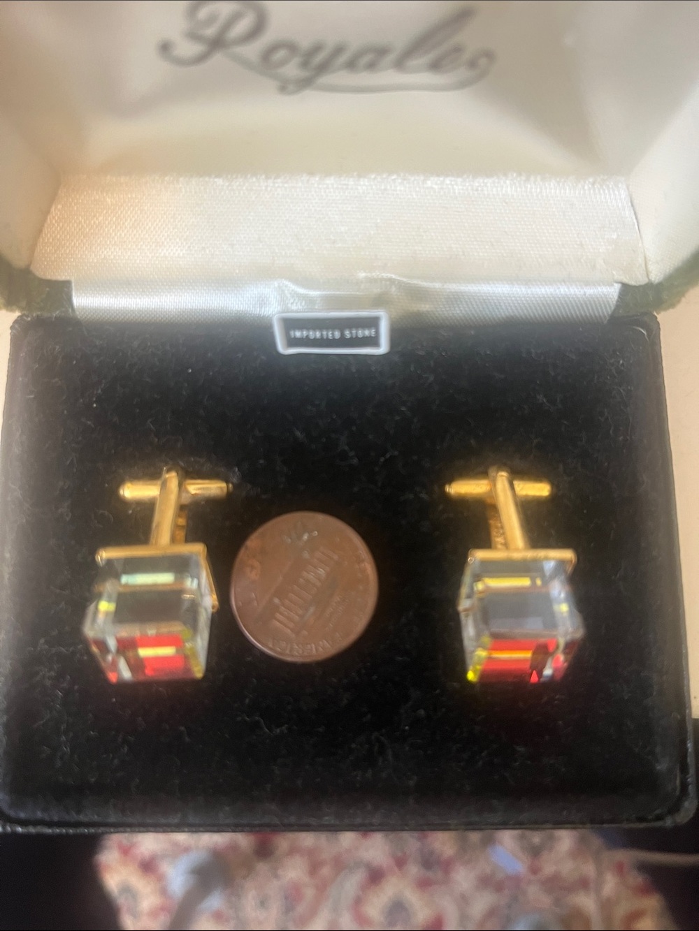 Swarovski Multicolor Pink Purple Square Cuff Links - Picture 3 of 3